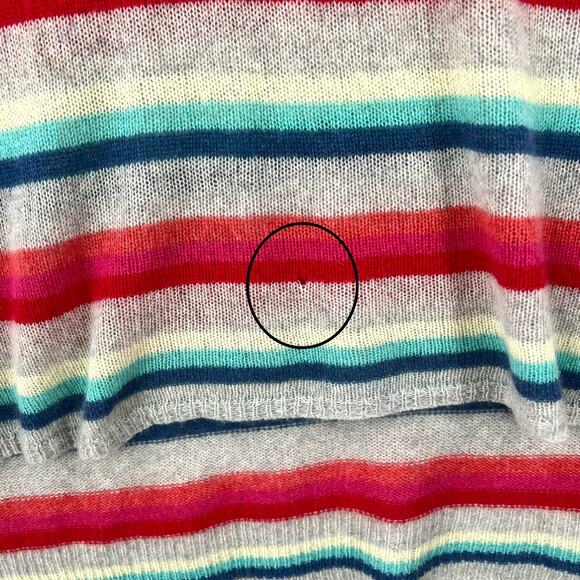 SUBTLE LUXURY Poncho Cashmere Sweater Womens XS Small Heather Gray Multi Stripe - Picture 11 of 13